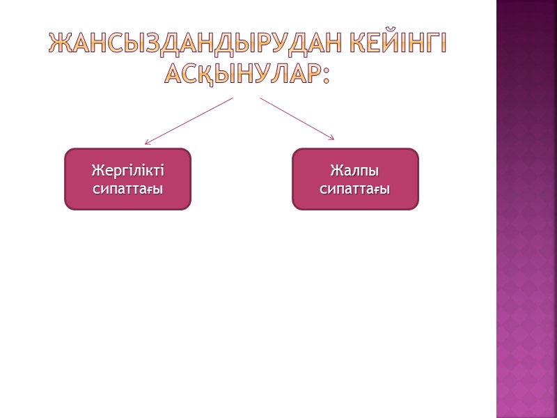 Жансыздандырудан кейінгі асқынулар: Жергілікті сипаттағы Жалпы сипаттағы